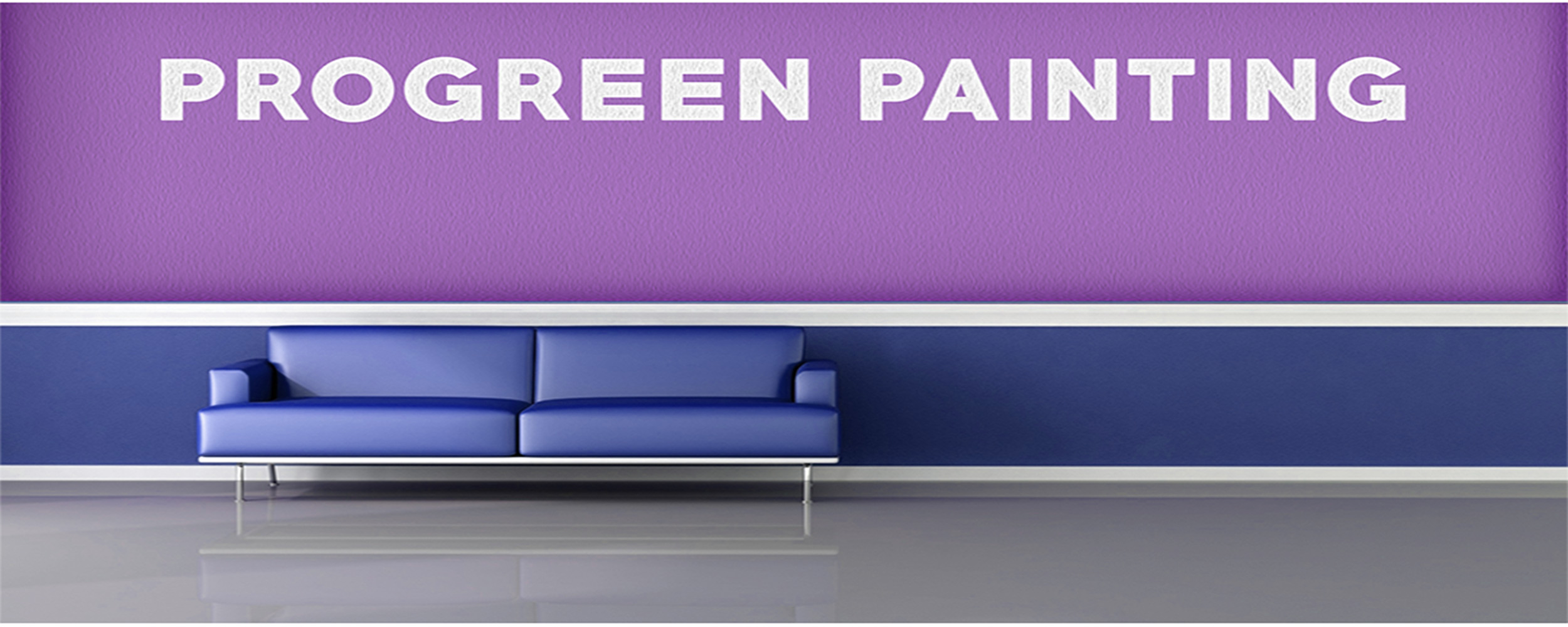 Half light green and light brown wall with brown couch